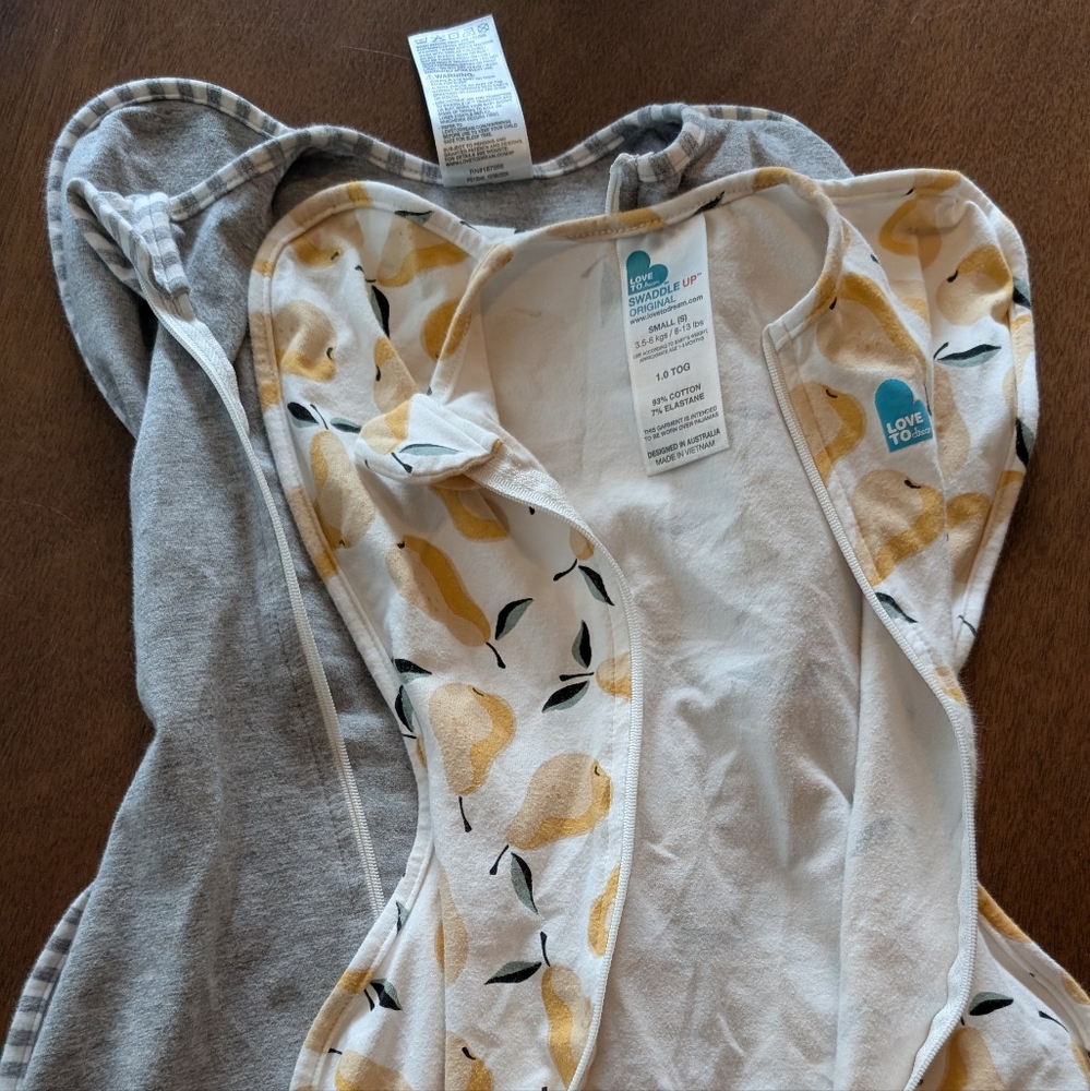 Grey and Pear Print Baby Sleep Sack